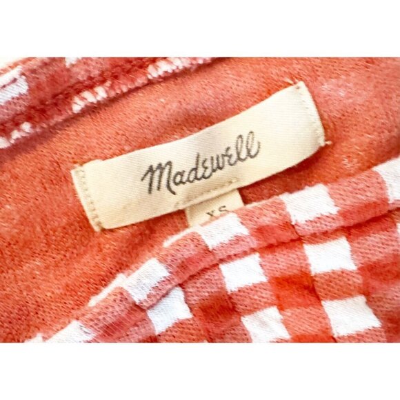 MADEWELL Red & White Gingham Checkered Peplum Top Size XS - Picture 7 of 8
